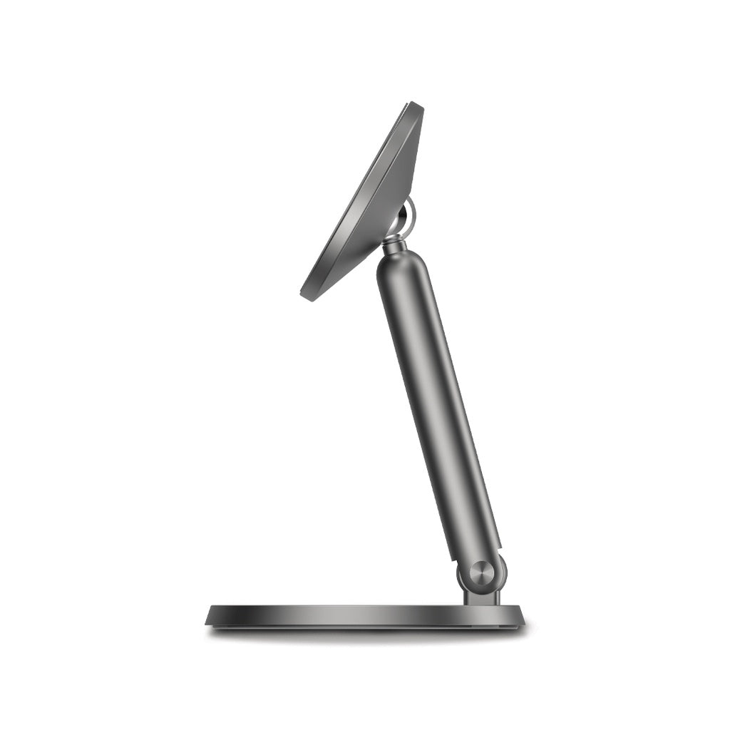 حامل للهاتف ماج سيف مغناطيسي مكتبي قابل للدوران 360 درجة من باورولوجي - رمادي | Powerology Rotatable Desktop MagSafe Phone Stand with 17*N52 Magnets – Dark Grey.