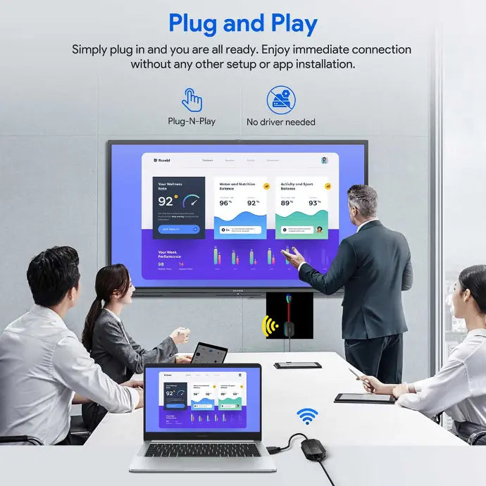 باورولوجي محول HDMI لاسلكي مع كيبل يو اس بي سي بدقة Full HD 1080P - اسود | Powerology Wireless HDMI Mirroring Adaptor Pair with USB-C Cable Full HD 1080P - Black