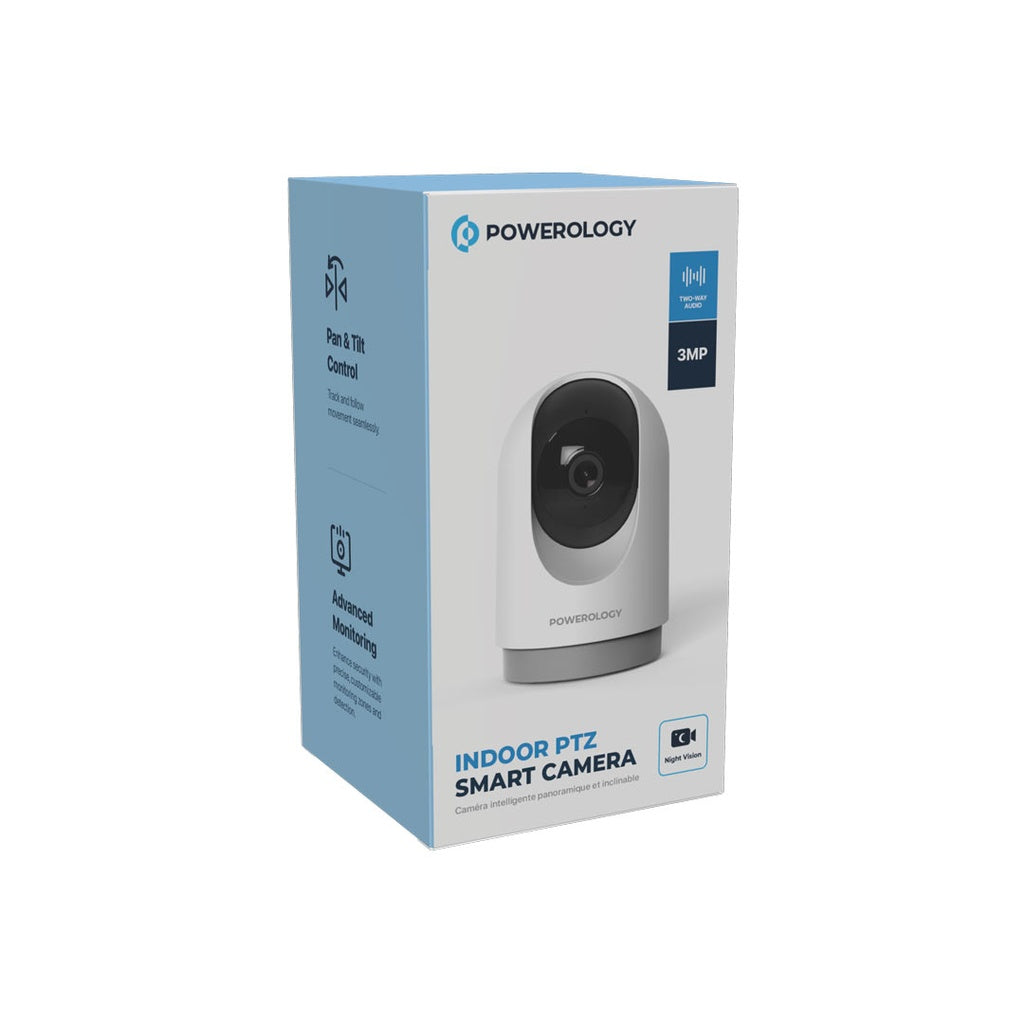 كاميرا المراقبة الداخلية الذكية من باورولوجي بتقنية بلوتوث ودقة 3MP - ابيض | Powerology BT Indoor PTZ Camera 3MP - White
