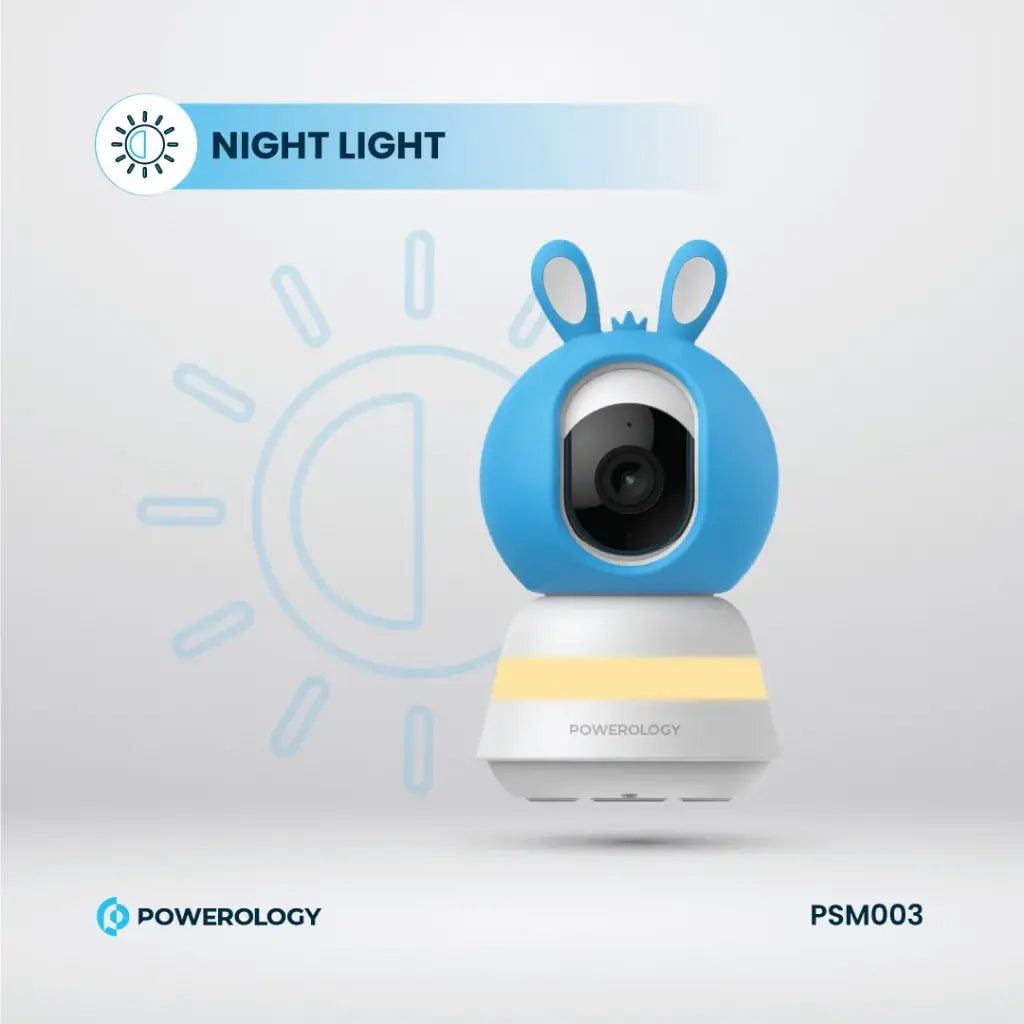 باورولوجي كاميرا مراقبة الطفل مع شاشة وتطبيق - ازرق & وردي | Powerology Monitor & App Baby Camera – Blue & Pink.