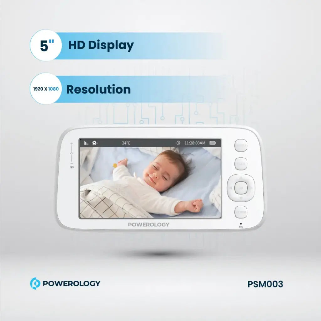 باورولوجي كاميرا مراقبة الطفل مع شاشة وتطبيق - ازرق & وردي | Powerology Monitor & App Baby Camera – Blue & Pink.