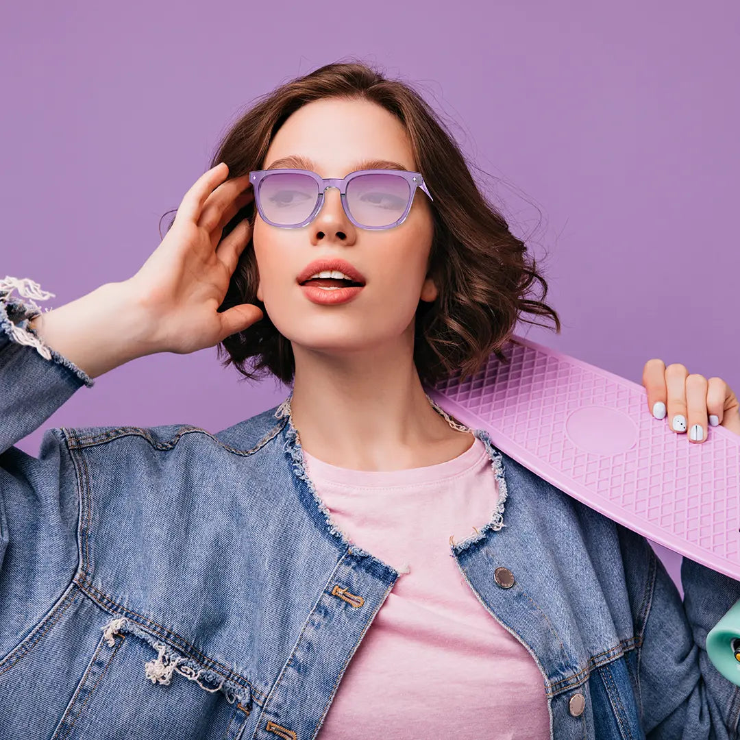 Çavikên Rojê yên Jîr ên Powerology Lifestyle bi Bluetooth û Kontrola Destikê, Lensên Mor ên Gradient - Mor | Çavikên Rojê yên Powerology Lifestyle BT bi Kontrola Destikê + Lensên Mor ên Gradient - Mor