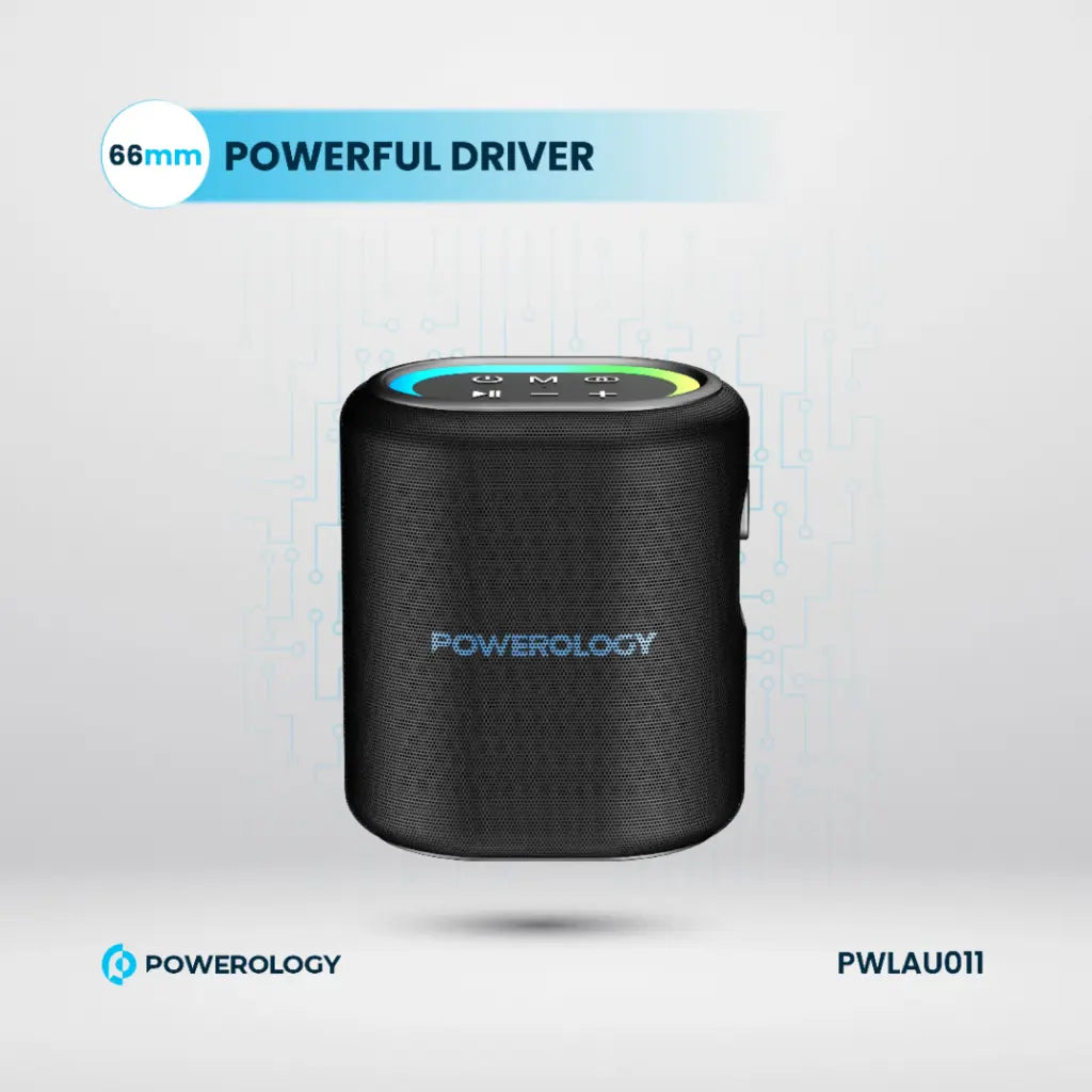 سبيكر باورولوجي اللاسلكي بقوة 20 واط, تشغيل 8 ساعات - اسود | Powerology TWS Speaker 20W – 8H Playtime – Black.