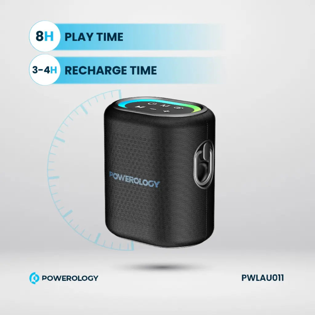 سبيكر باورولوجي اللاسلكي بقوة 20 واط, تشغيل 8 ساعات - اسود | Powerology TWS Speaker 20W – 8H Playtime – Black.