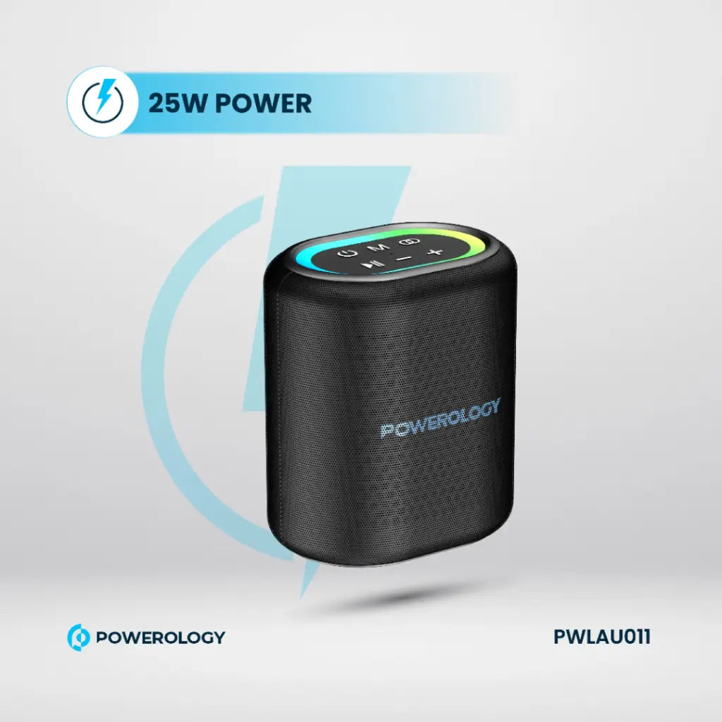 سبيكر باورولوجي اللاسلكي بقوة 20 واط, تشغيل 8 ساعات - اسود | Powerology TWS Speaker 20W – 8H Playtime – Black.