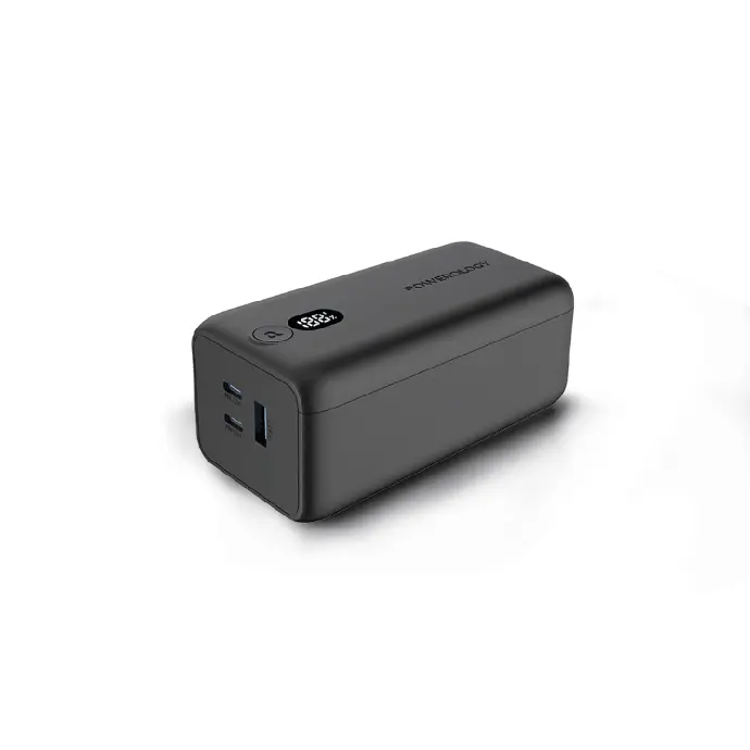باور بانك باورولوجي اونيكس بسعة 20000 مللي امبير, شحن سريع بقدرة 65 واط - اسود | Powerology Onyx 20000mAh Dual USB-C Power Bank PD 65W - Black.