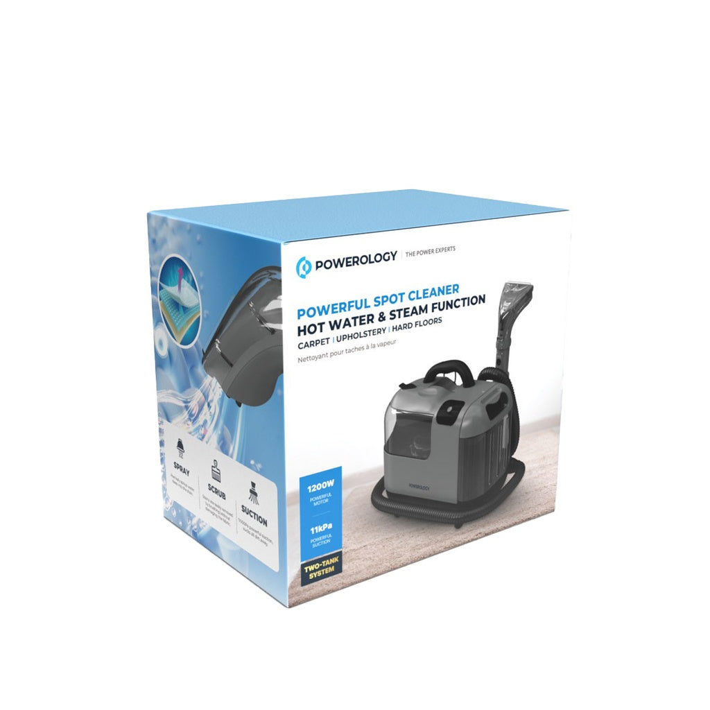 جهاز تنظيف السجاد والكنب من باورولوجي بقدرة 1200 واط - رمادي | Powerology Carpet & Upholstery Spot Cleaner 1200W - Grey