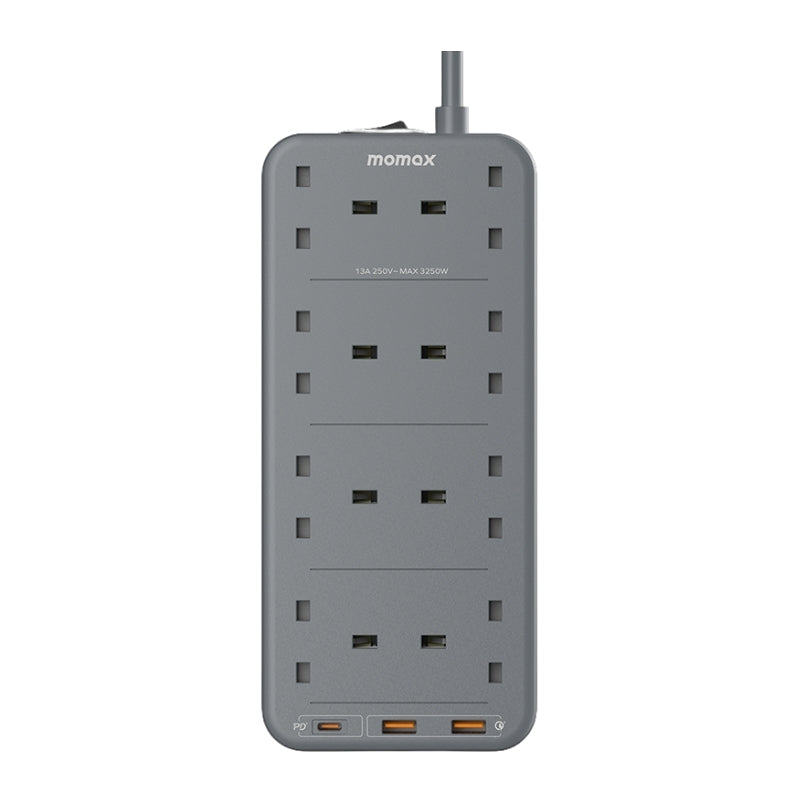 وصلة كهربائية موماكس ONE PLUG ب 8 منافذ طاقة ومنافذ يو اس بي | Momax ONEPLUG 8-Outlet Power Strip with USB Ports