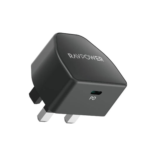 شاحن جداري راف باور RP-PC1041 بمنفذ تايب سي وبقدرة شحن 20 واط - اسود | RAVPower RP-PC1041 PD 20W Wall Charger With One Type-C Port – Black