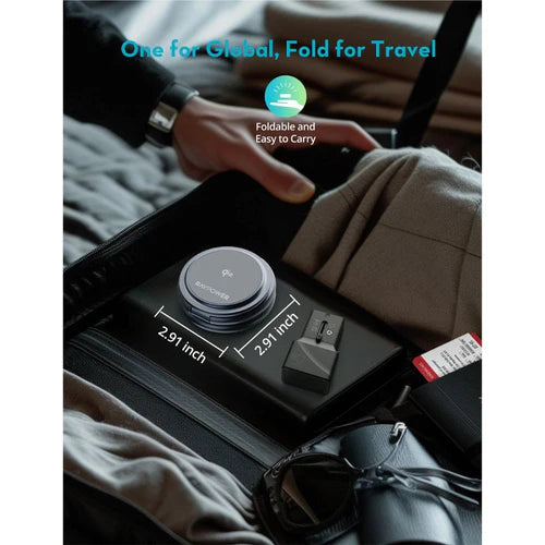 RAVPower 3-in-1 MagSafe 15W Wireless Charging Station - شاحن لاسلكي 3 في 1 من راف باور مغناطيسي ماجسيف بقدرة 15 واط قابل للطي