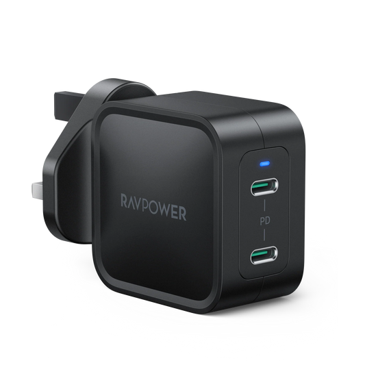 شاحن بقدرة 65 واط مع منفذين تايب سي - RAVPower 65W GaN Tech Wall Charger (PD3.0）