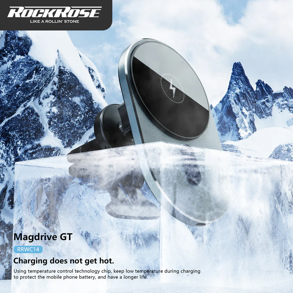 Rockrose 15W Wireless Magnetic Car Charger Magdrive  - شاحن سيارة مغناطيسي لاسلكي روك روز بقدرة 15 واط