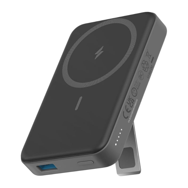 Anker MagGo 10K Power Bank with Magnetic Stand Black -شاحن متنقل بسعة 10,000 مللي أمبير مع حامل مغناطيسي أسودAnker MagGo