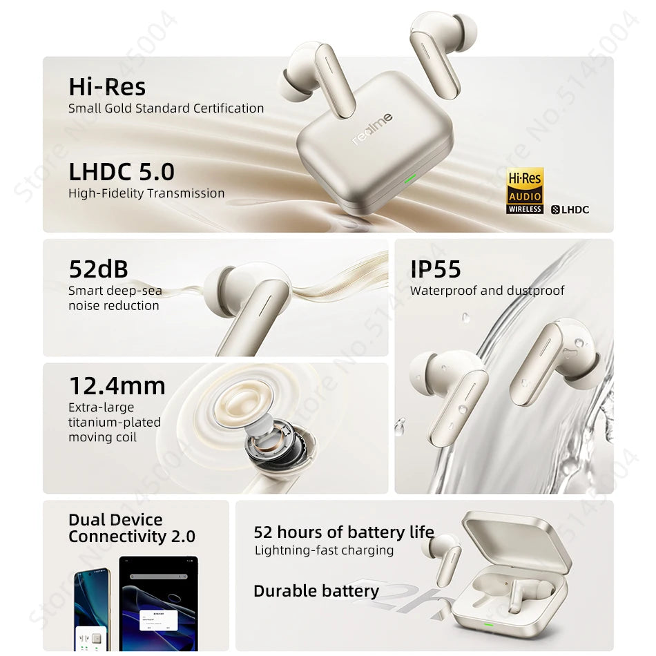 سماعة ريلمي بودز اير 7 برو مع ترجمة فورية بالذكاء الاصطناعي, مدة تشغيل حتى 48 ساعة - ابيض | Realme Buds Air 7 Pro with AI Live Translation,  48 Hrs Playtime - White