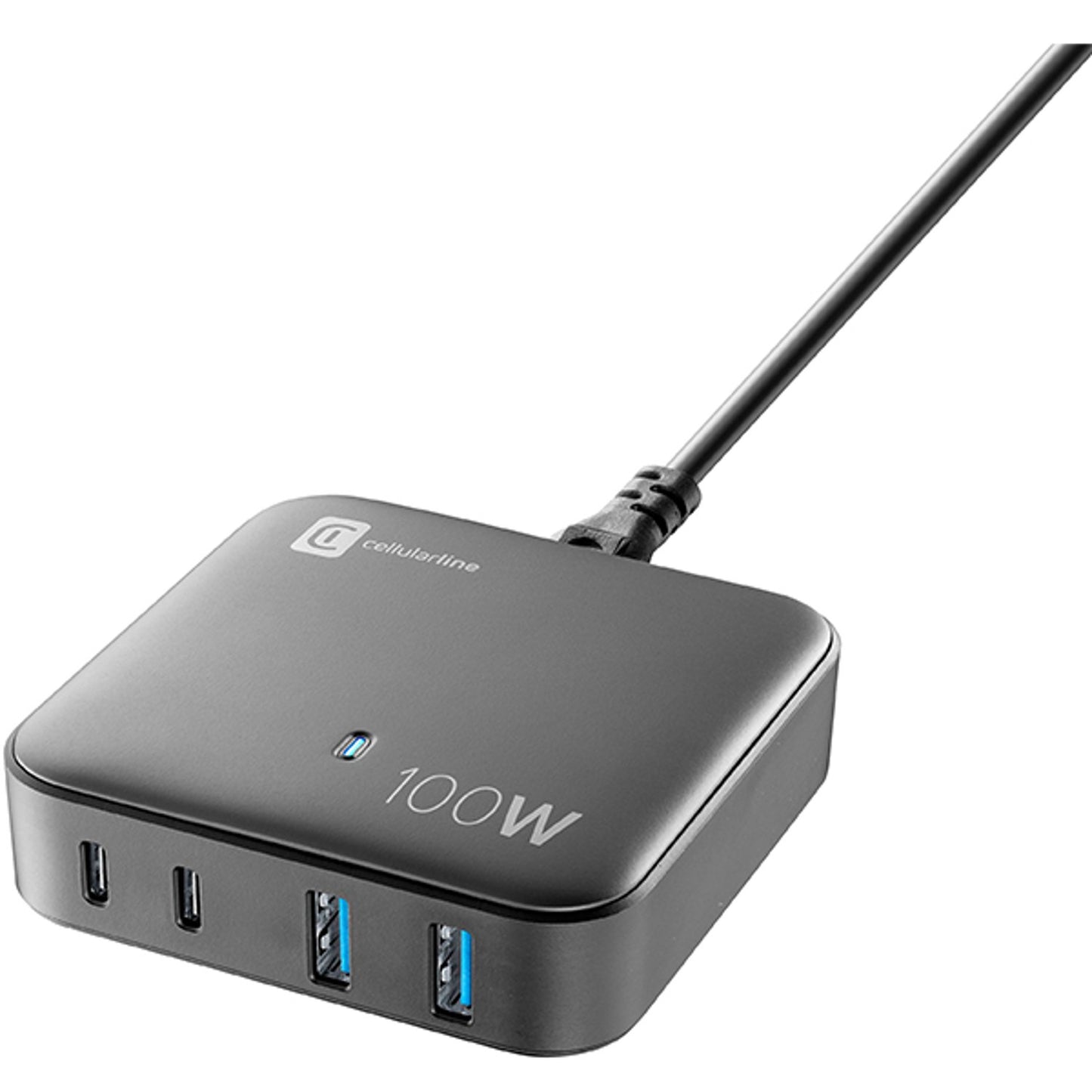 Cellularline Charger 4 Ports Gan 100W - شاحن مكتبي باربع منافذ بقدرة  100 واط من سيليلار لاين