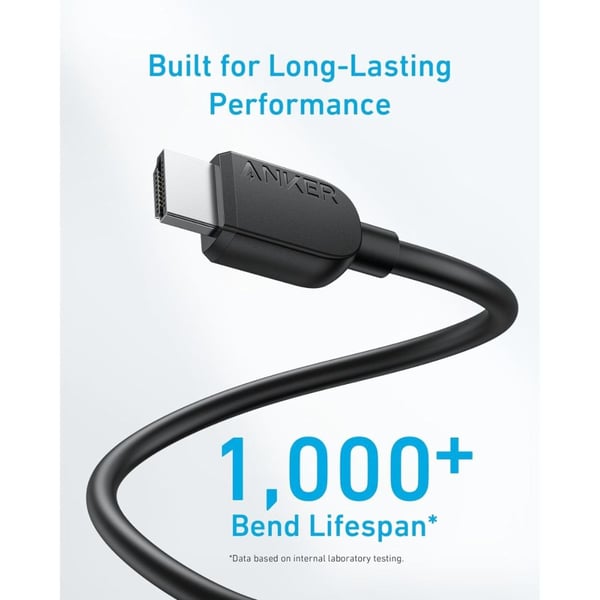 Anker 8K Ultra High-Speed HDMI Cable (6ft)  - كابل اتش دي ام اي فائق السرعة بدقة 8ك من أنكر (6 أقدام)