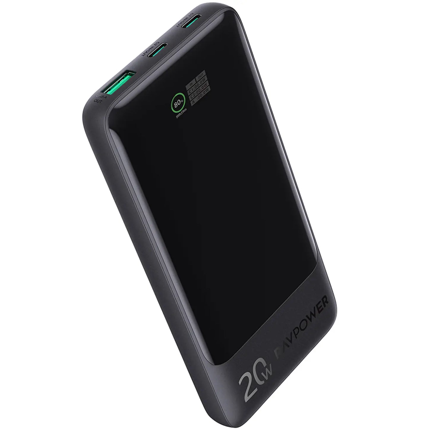 باور بانك راف باور PB1237 بسعة 10,000 مللي امبير وبقدرة شحن سريع 20 واط - اسود | RAVPOWER PB1237 20W 10000mAh Power Bank – Black