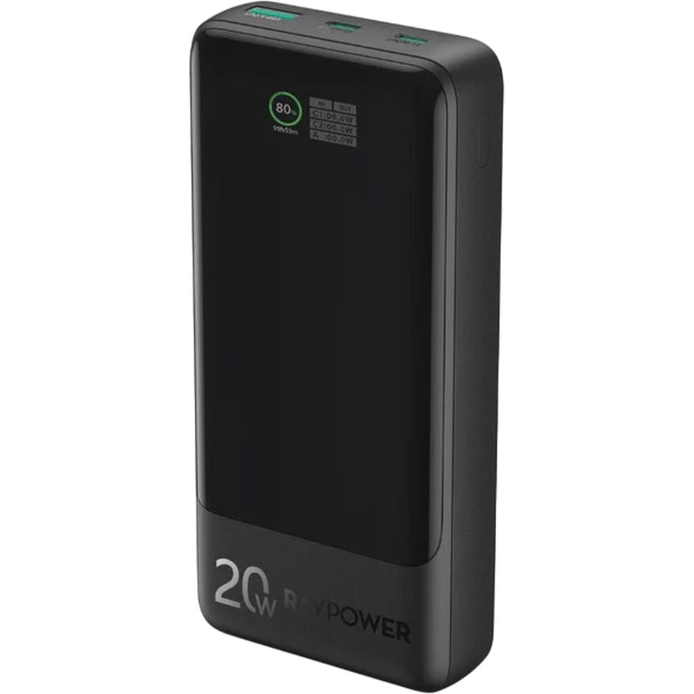 RAVPower 20000mAh Power Bank PB1238 20W PD, Digital Display - شاحن راف باور متنقل 20000ميلي أمبير شحن سريع PD وQC
