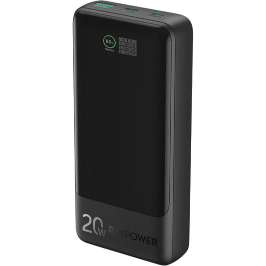 RAVPower 20000mAh Power Bank PB1238 20W PD, Digital Display - شاحن راف باور متنقل 20000ميلي أمبير شحن سريع PD وQC