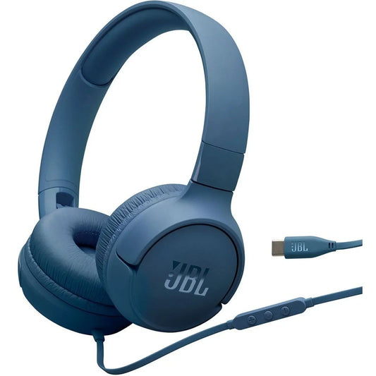 سماعة جي بي ال Tune 520C السلكية على الاذن بمنفذ تايب سي - ازرق | JBL Tune 520C On-Ear Type-C Wired Headphone – Blue