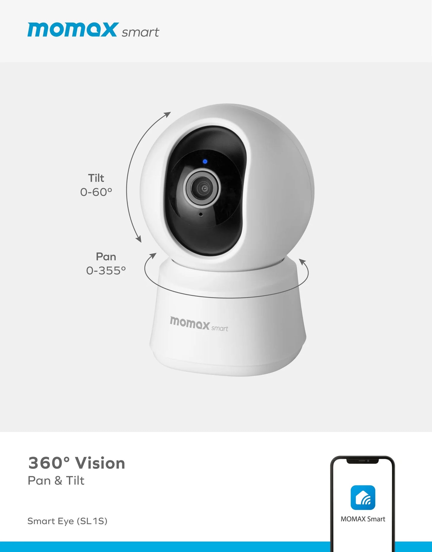 Momax Smart Eye 360° IoT IP Camera - كاميرا مراقبة ذكية موماكس سمارت اي بدوران 360 درجة