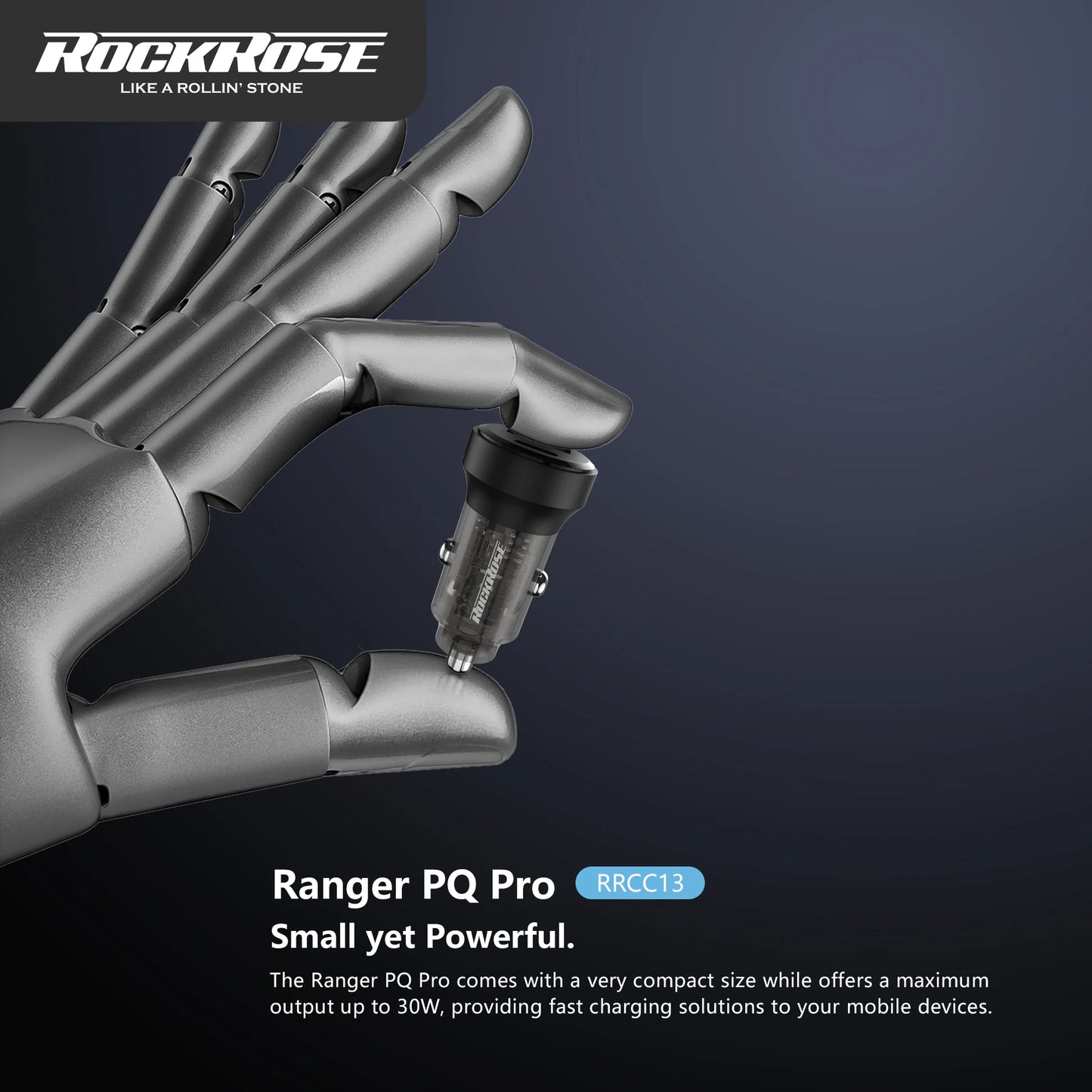 روكروز 30 واط شاحن سيارة بمنفذين ادخال - Rockrose 30W PD & QC 3.0 Dual Port Car Charger