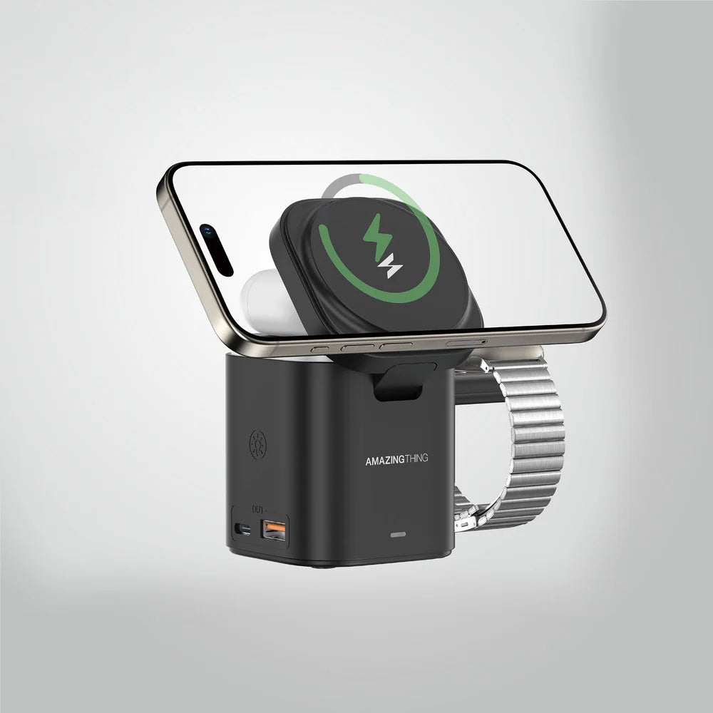 قاعدة الشحن 5 في 1 اميزنك ثنك ثاندر برو بقدرة شحن 55 واط - اسود | AMAZINGTHING Thunder Pro Mag 5-in-1 PD55W Charging Station – Black