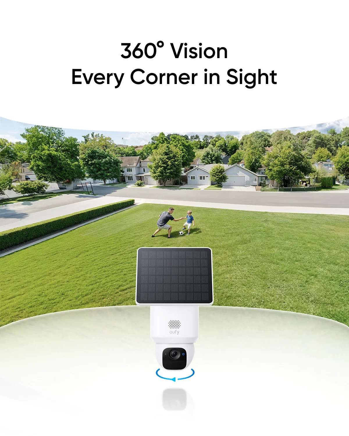 Anker eufy SoloCam E30 – 2K Solar Security Camera with 360° Pan | كاميرا مراقبة انكر يوفي سولو كام E30, تغطية 360 درجة, دقة 2K, طاقة شمسية