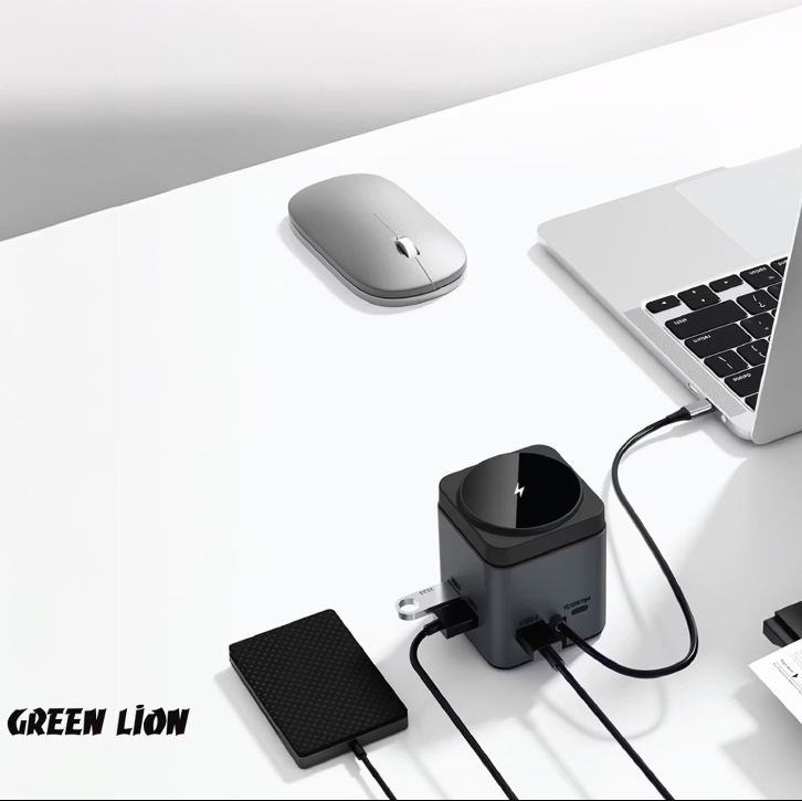 محطة توصيل جرين لايون 9 في 1 - أسود | Green Lion 9 In 1 Hub Docking Station - Black