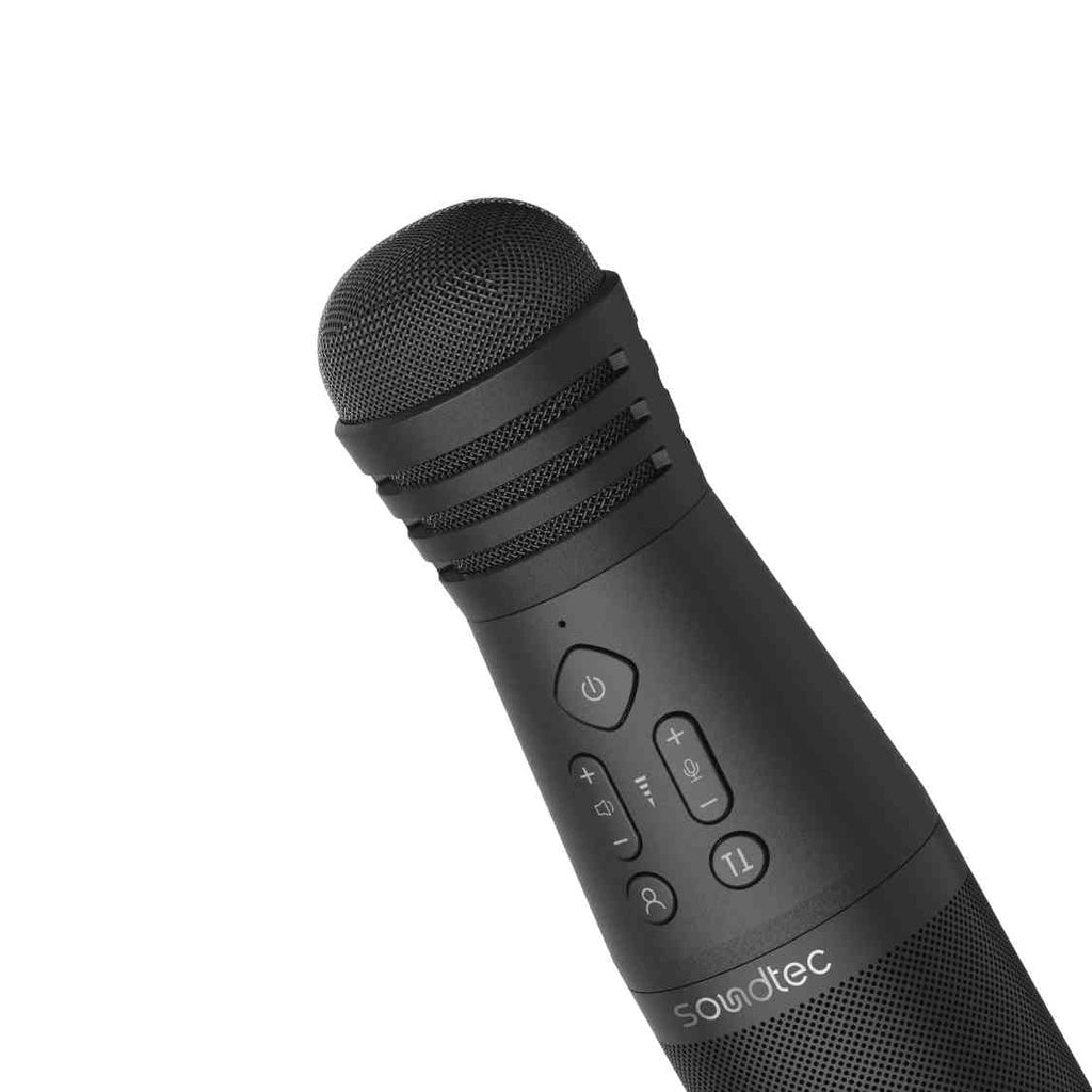 مايكروفون كاريوكي بورودو ساوندتيك مع مكبر صوت - اسود | Porodo Soundtec Karaoke Microphone With Speaker - Black