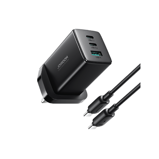 JOYROOM TCG01 65W GaN Charger + 100W USB-C to USB-C Cable 1.2m - شاحن JOYROOM TCG01 بقوة 65 واط مع كيبل تايب سي إلى تايب سي بقدرة 100 واط – 1.2 متر