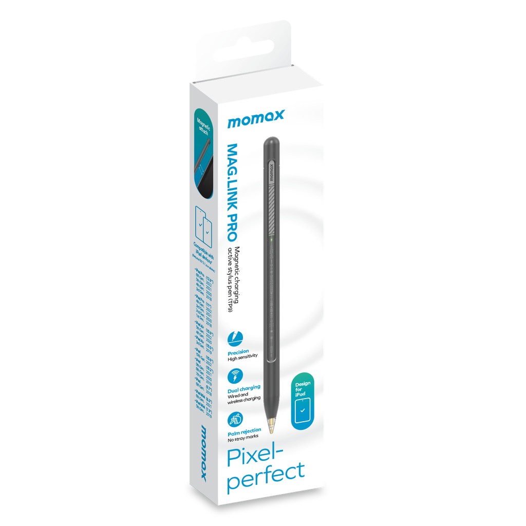 Momax Mag.Link Pro Pen | Professional Magnetic Active Stylus for iPad  - قلم موماكس ماج لنك برو, قلم الكتروني مغناطيسي احترافي لاجهزة iPad