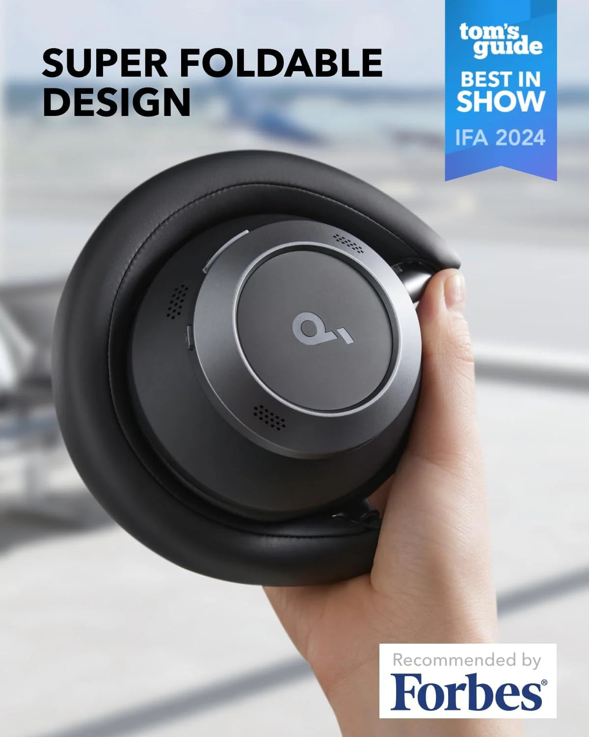 Anker Soundcore Space One Pro, FlexiCurve Over-Ear Headphones, 60H Playtime| سماعة انكر ساوندكور سبيس وان برو, تصميم قابل للطي, تشغيل حتى 60 ساعة