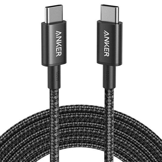 Anker 333 USB-C to USB-C Cable Braided 6ft 60W Black - كيبل مضفر تايب سي بطول 6أقدام وبقوة 60واط من أنكر