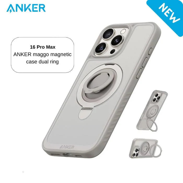 Anker MagGo Magnetic Stand Case for iPhone 16 Pro Max - جراب انكر ماج جو المغناطيسي مع حامل 2 في 1، لهاتف ايفون 16 برو ماكس، تيتانيوم