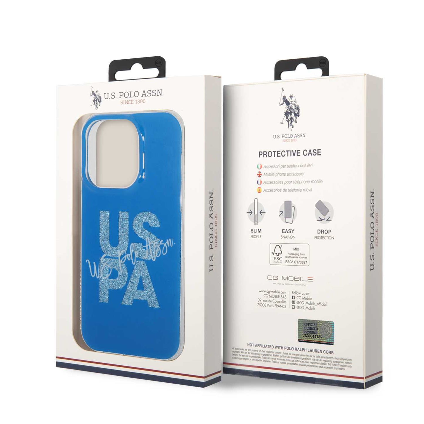 U.S. Polo Assn. IML Glitter Script Hard Case for iPhone 15 Pro Max | كفر يو اس بولو بلمعة IML وتصميم نصي لهاتف ايفون 15 برو ماكس