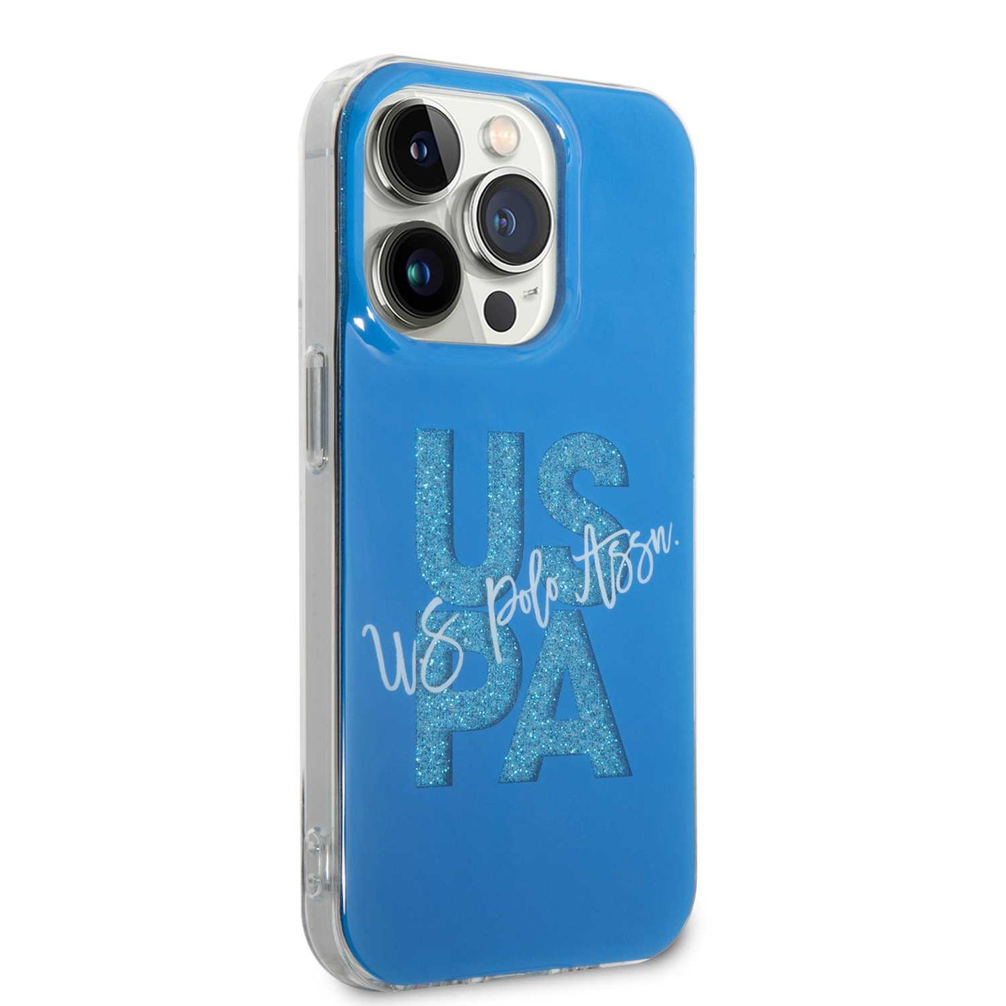 U.S. Polo Assn. IML Glitter Script Hard Case for iPhone 15 Pro Max | كفر يو اس بولو بلمعة IML وتصميم نصي لهاتف ايفون 15 برو ماكس
