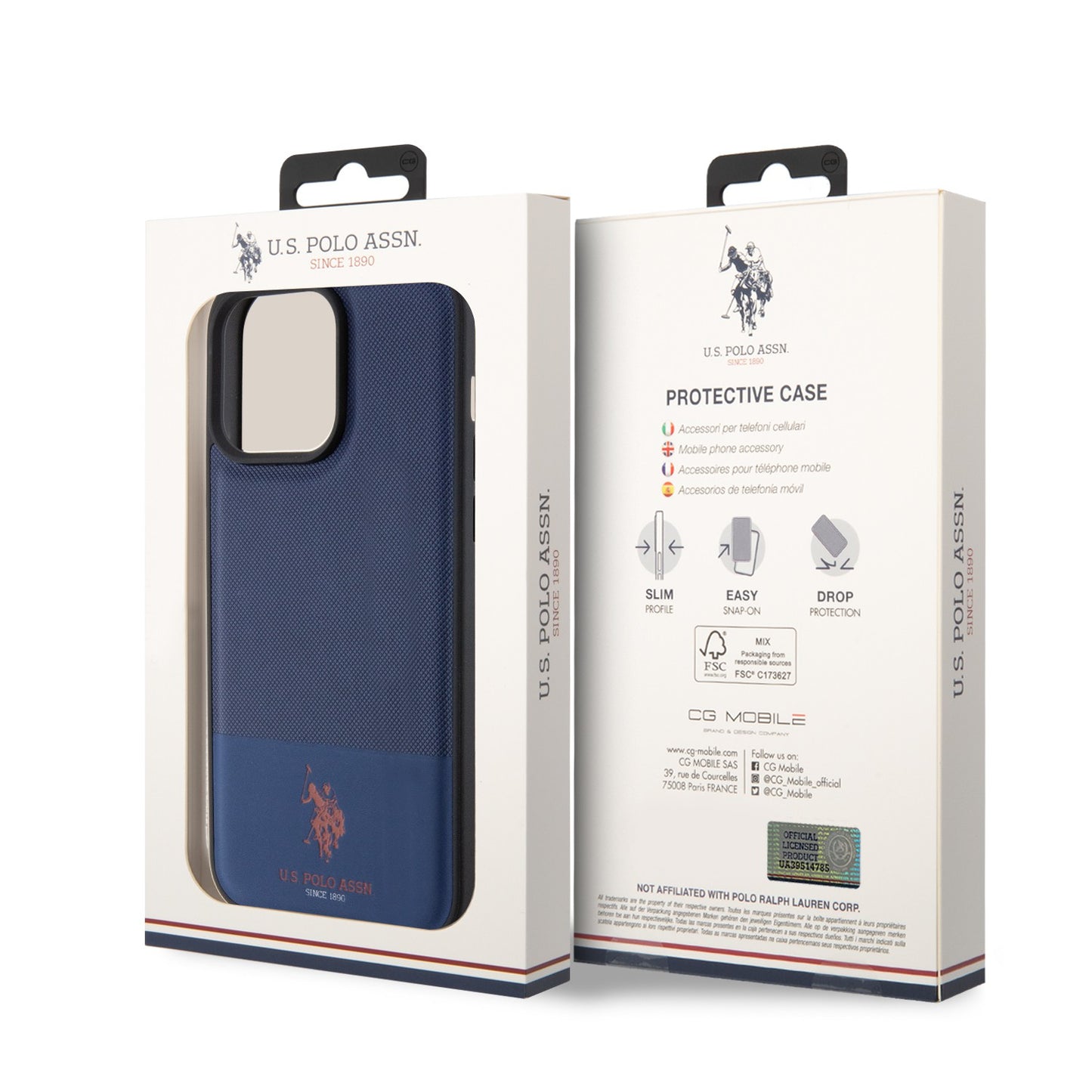 U.S. Polo Assn. PU Leather Mesh Pattern Case for iPhone 15 Pro Max | كفر يو اس بولو جلد بنمط شبكي لهاتف ايفون 15 برو ماكس