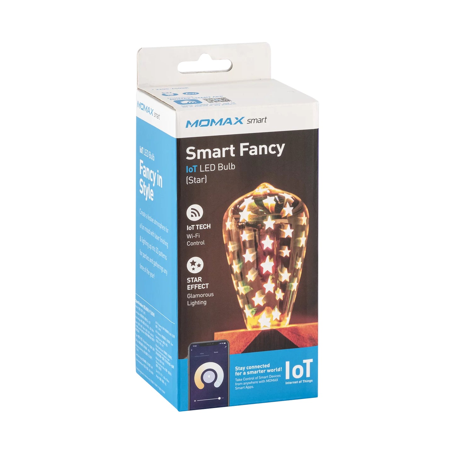 MOMAX IoT LED Bulb Star | Smart Wi-Fi Light Bulb with App & Voice Control - لمبة موماكس الذكية – إضاءة Wi-Fi قابلة للتحكم عن بُعد، تدعم الأوامر الصوتية