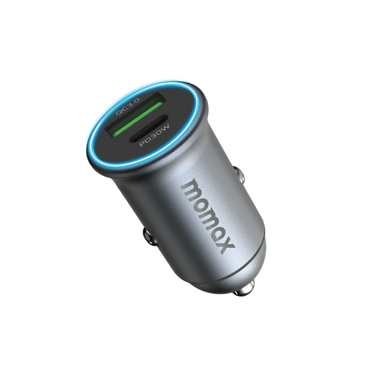 Momax MoVe 30W Dual-Port Fast Car Charger - شاحن سيارة موماكس موف مزدوج المنافذ بقوة 30 واط – شحن سريع