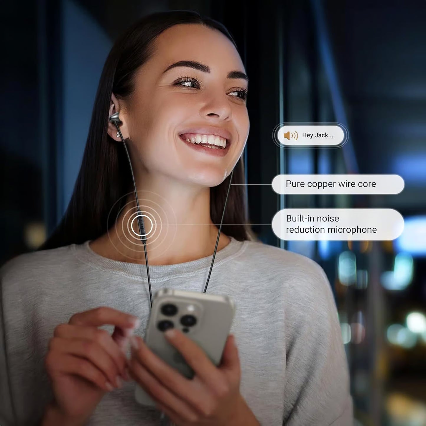 سماعات سلكية Ugreen بمنفذ Type-C - UGREEN Wired Earphones with Type-C Connector