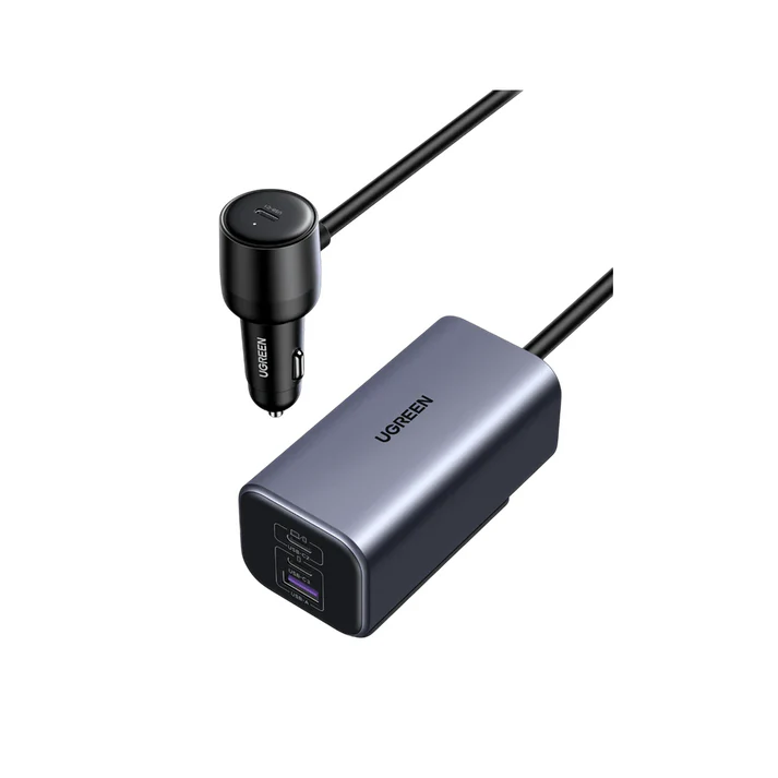 UGREEN 150W USB-C Car Charger with Extended USB-A+2×USB-C Charging Hub - شاحن سيارة يوجرين 150 واط مع هاب شحن ممتد 3 منافذ