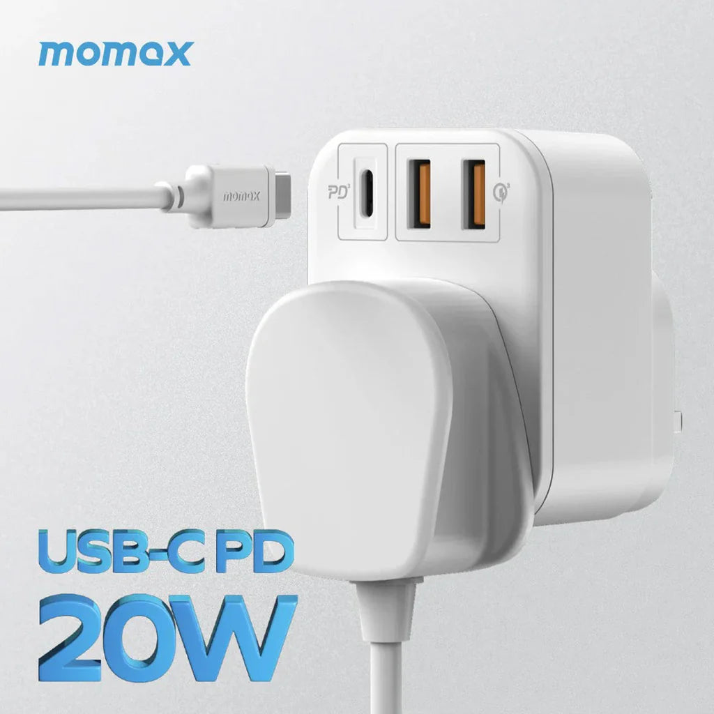 مقبس موماكس ONEPLUG العالمي بقدرة شحن سريع 20 واط | MOMAX ONEPLUG PD 20W Universal Plug