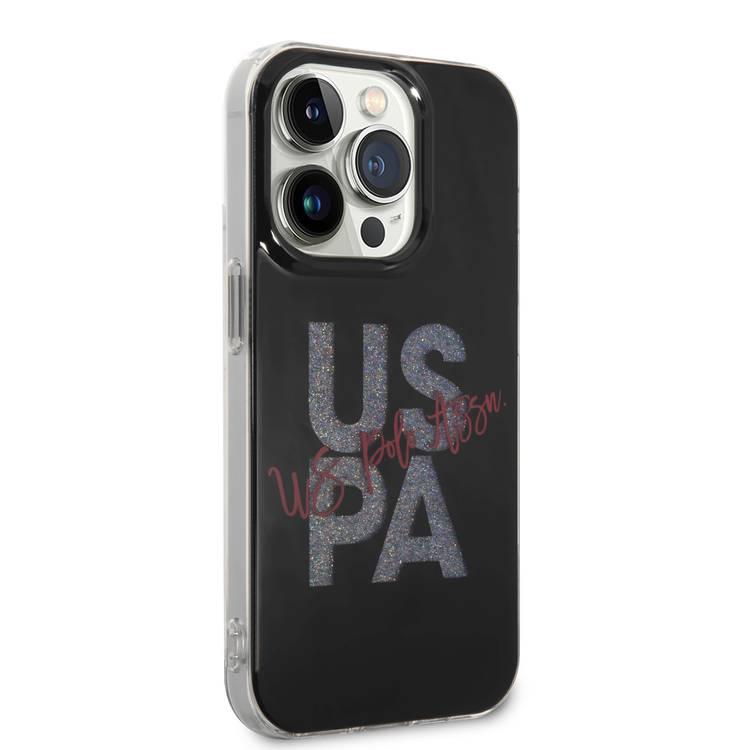 U.S. Polo Assn. IML Glitter Script Hard Case for iPhone 15 Pro Max | كفر يو اس بولو بلمعة IML وتصميم نصي لهاتف ايفون 15 برو ماكس