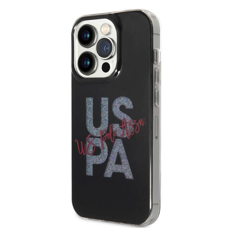 U.S. Polo Assn. IML Glitter Script Hard Case for iPhone 15 Pro Max | كفر يو اس بولو بلمعة IML وتصميم نصي لهاتف ايفون 15 برو ماكس