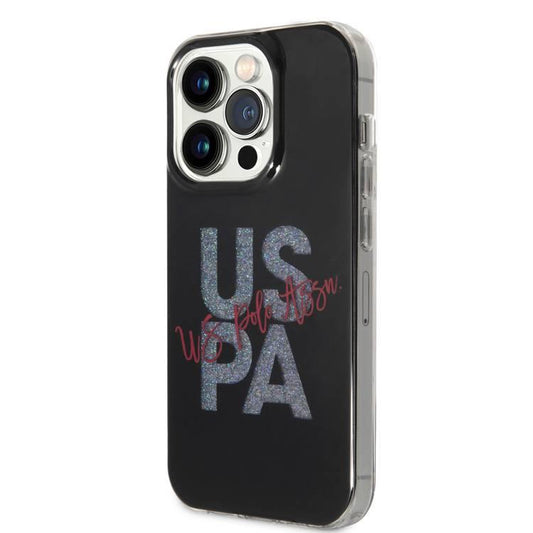 U.S. Polo Assn. IML Glitter Script Hard Case for iPhone 15 Pro Max | كفر يو اس بولو بلمعة IML وتصميم نصي لهاتف ايفون 15 برو ماكس