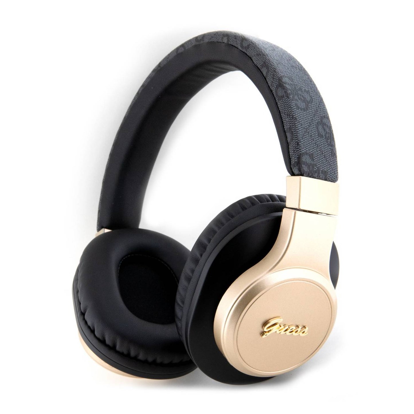 Guess PU 4G Leather BT Headphones with Script Metal Logo – 32H Playtime | سماعة GUESS بلوتوث بتصميم جلد 4 جي, وشعار معدني - تشغيل حتى 32 ساعة