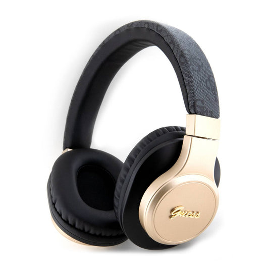 Guess PU 4G Leather BT Headphones with Script Metal Logo – 32H Playtime | سماعة GUESS بلوتوث بتصميم جلد 4 جي, وشعار معدني - تشغيل حتى 32 ساعة