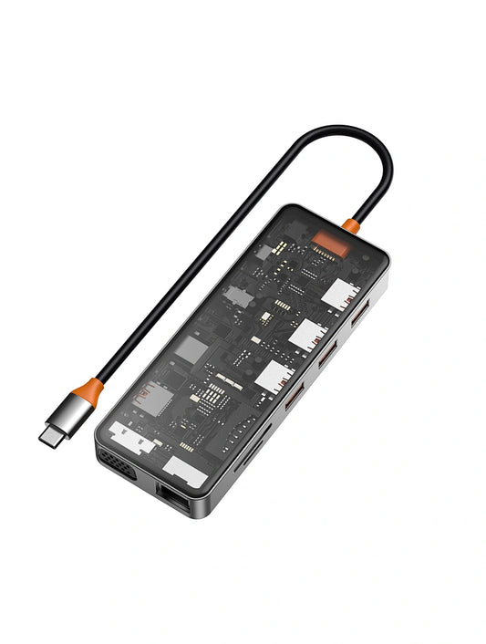 WiWU New Cyber Multifunctional 11 in 1 Type C Hub Docking Station - محطة وصل متعددة الوظائف 11 في 1 تايب سي من ويوو