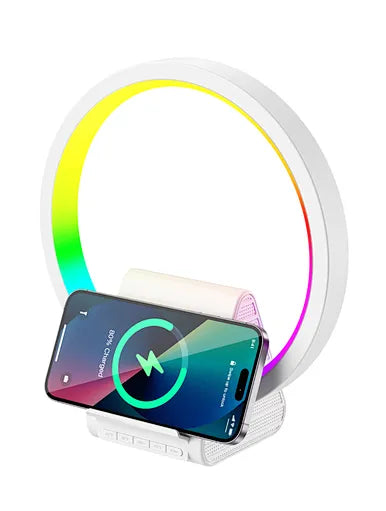 WiWU 2 in 1 Wireless Charging Atmosphere Light Speaker  -  مكبر صوت 2 في 1 بإضاءة جو شحن لاسلكي من ويوو